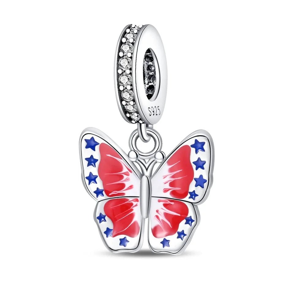 Glänzende Schmetterlingsanhänger aus 925er-Sterlingsilber mit flatternder Dunkelheit, passend für DIY-Armbänder, Halsketten, romantisches Geschenk, Paarung