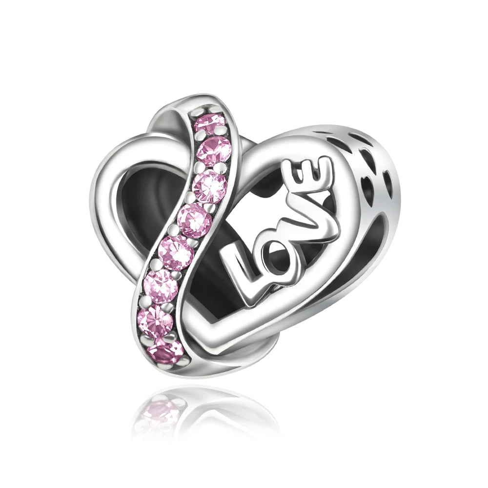 Romantischer 925 Sterling Silber Liebesschlüssel Herz-zu-Herz Charm für DIY Armband Halskette Verlobung Party Geschenke