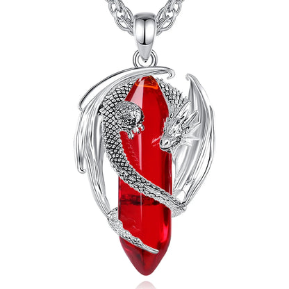 Eudora Dragon Twining Sechseckige Natürliche Karneol Prismatische Halskette Punk Heilstein Anhänger Edlen Schmuck für Frauen Mann Geschenk