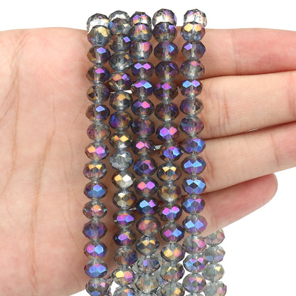 3/4/6/8mm Facettierte Jade Weiße Kristall Glas Perlen Vergoldet Flache Runde Lose Perlen für Schmuck Machen Diy Armband Ohrring