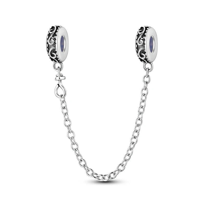 Silber-Charm, 925er-Sterlingsilber, Clip-Charms, Sicherheitsketten-Charm, CZ-Pavé, runde Clip-Perlen, passend für Original-Armbänder, Schmuckherstellung