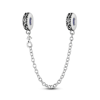 Silber-Charm, 925er-Sterlingsilber, Clip-Charms, Sicherheitsketten-Charm, CZ-Pavé, runde Clip-Perlen, passend für Original-Armbänder, Schmuckherstellung
