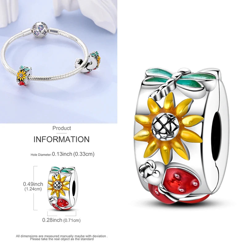 Katze Schmetterling Gänseblümchen CZ Pave Clip Charms Positionierung Schnalle 925 Sterling Silber Silikon Spacer Perlen passen Original Racelet DIY