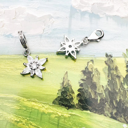 Charm-Anhänger, feminine Blume, Modeschmuck für Damen, Winter, 925er Sterlingsilber, neues romantisches Geschenk