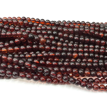 Veemake Natürlicher roter Blut-Bernstein, rund, lose, kleine Perlen für die Schmuckherstellung, Edelsteine, DIY-Halskette, Armbänder, Ohrringe 08469
