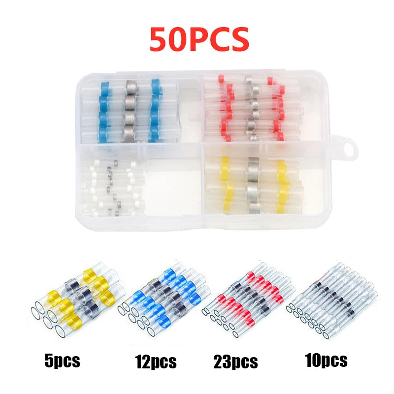 50-1000Pcs Solder Dichtung Draht Anschlüsse Schrumpf Solder Butt Isolierte Anschlüsse Solder Connector Kit Automotive Marine