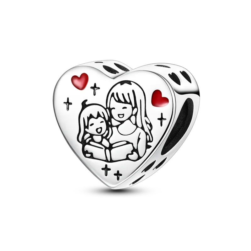 Charm-Perle aus 925er-Sterlingsilber, Mutter-Geschenk, Mutter, Liebe, glückliche Familie, baumelnd, passend für Original-Armreif, Halskette, DIY-Schmuck
