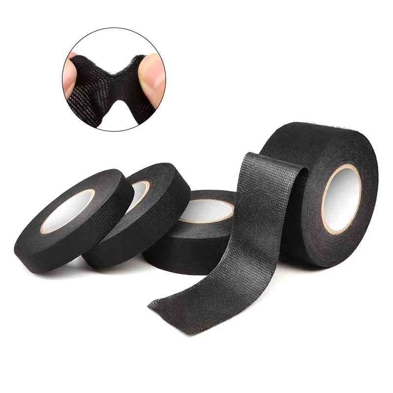Hitzebeständiges Elektroisolierband 9mm - 50mm Kabelbaum-Isolierband Automotive Schwarzes Stoffband Geräuschdämpfendes Klebeband