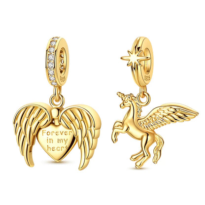 Goldfarbene Charms aus 925er Sterlingsilber, original goldene Sicherheitskette, runder Abstandshalter-Clip-Charm, DIY-Schmuck für Damen, Armband, Geschenk