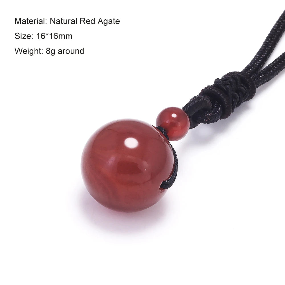 Halsketten und Anhänger aus Naturstein für Damen und Herren, schwarzer Obsidian, Regenbogenaugenperlen, Kugeltransfer, Lucky Love