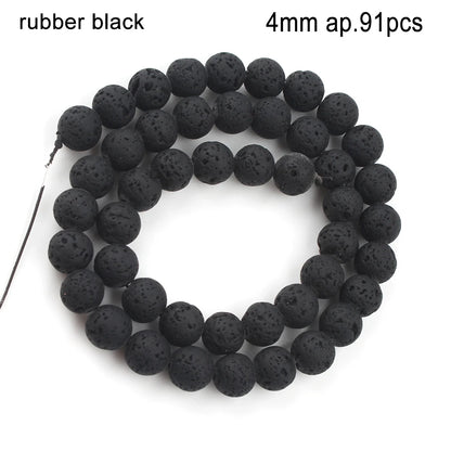 Schwarze vulkanische Lavagesteinperlen, Mineralperlen, Charms, Rohrwürfel, runde geometrische Formperlen für Schmuckherstellung, DIY-Armband