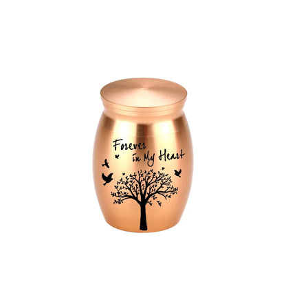 Kleine Andenkenurne in 7 Farben für menschliche Asche, Baum des Lebens, Feuerbestattungsurnen, Mini-Urnen, perfekter Gedenk-Aschenhalter aus Aluminiumlegierung