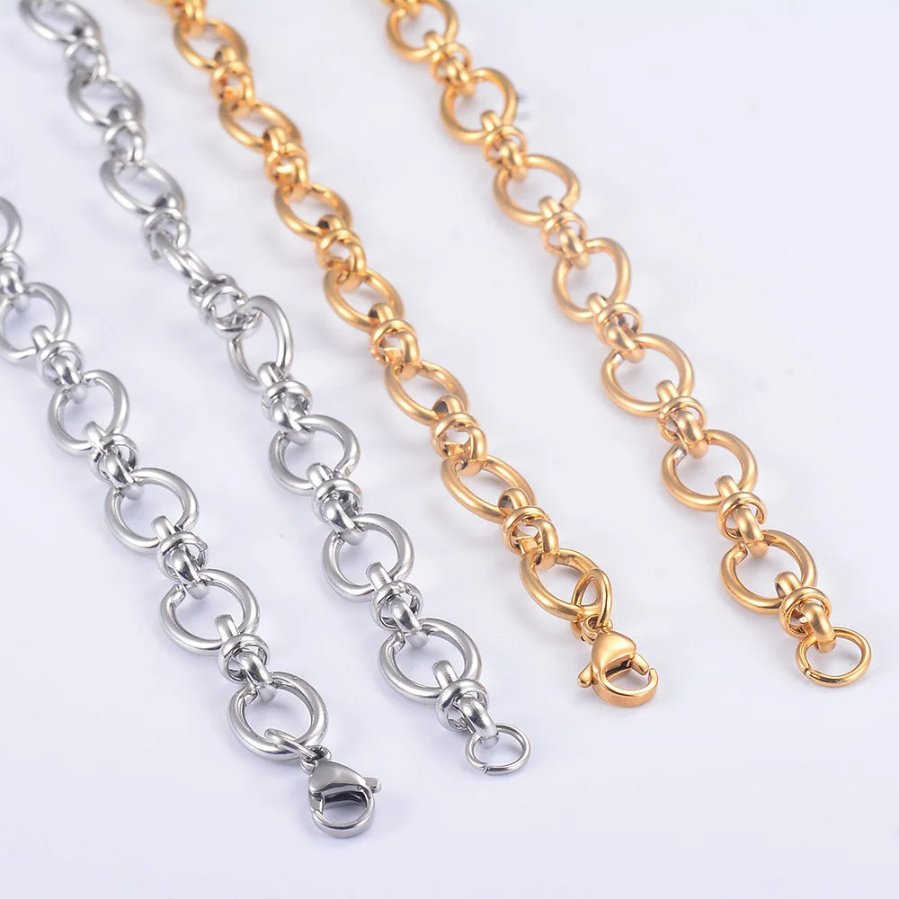 1 Stück Damen Herren Edelstahl handgefertigt ovale Kette Halskette Armband hochwertige große Kette Halskette Punk schwerer Schmuck