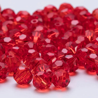3 4 6 8 MM Rote Tschechische Runde Glaskugel Perlen Für DIY Armband Schmuck Machen Handwerk Zubehör Lose Doppelkegel Kristall Facted Bead