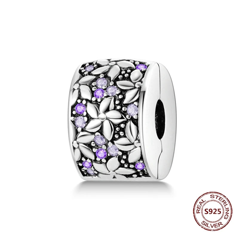 Lucky Clover Clip Charms 925 Sterling Silber Original Black Cat Stopper Clamp Silikon Spacer Charm für DIY Schmuck Armband