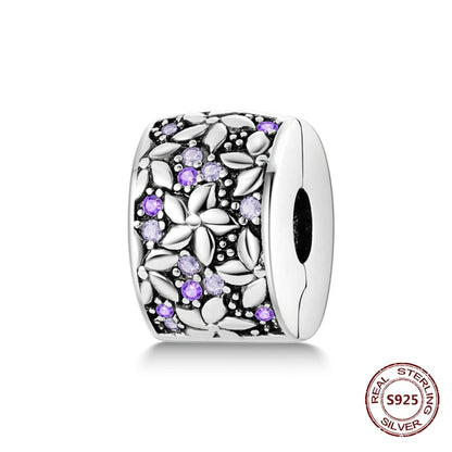Lucky Clover Clip Charms 925 Sterling Silber Original Black Cat Stopper Clamp Silikon Spacer Charm für DIY Schmuck Armband