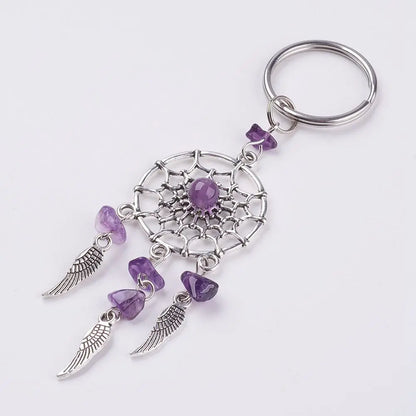 Naturstein Traumfänger Schlüsselanhänger Taschenanhänger Mode Boho Schmuck Flügel Schlüsselanhänger Opal für Frauen Mädchen Party Geschenk