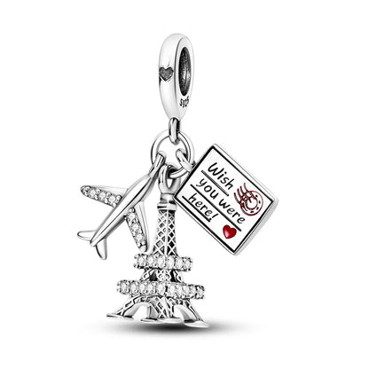 Charms aus 925er-Sterlingsilber, Flugzeug, Reisepass, Elefant, Perlenanhänger, passend für Original-Armbänder, für Frauen, Geburtstag, Modeschmuck, Geschenk