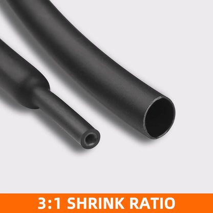 Φ1/16" bis Φ2-5/9" Schrumpfschlauch, Verhältnis 3:1, doppelwandiges, mit Kleber ausgekleidetes, schrumpfbares Drahtwickelrohr, wasserdicht, industriell, schwarz