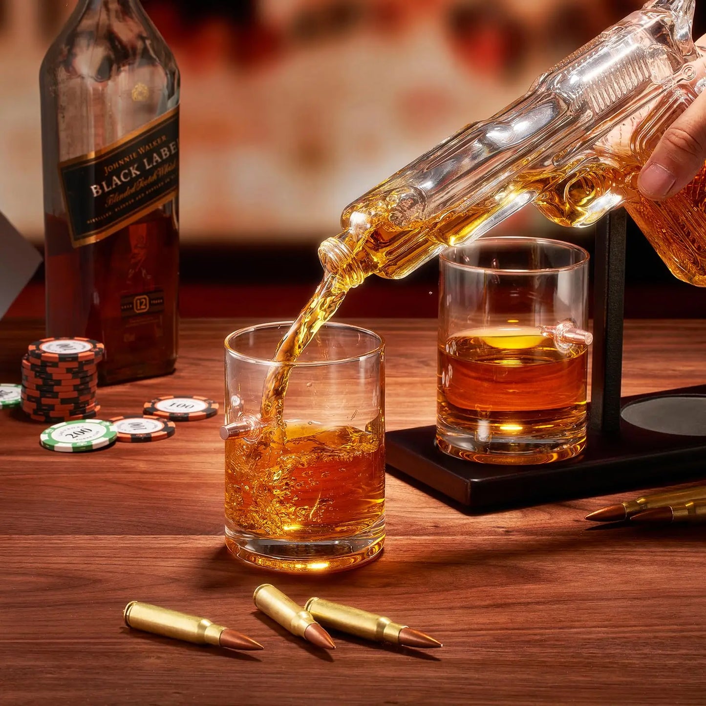 Pistolen-Whisky-Dekanter-Sets mit 2 Bullet-Gläsern, personalisierter Likörspender, Likör, Scotch Bourbon, Wodka, beste Geschenke für Papa