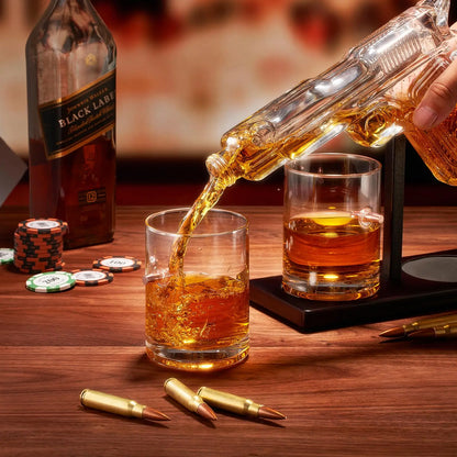 Pistolen-Whisky-Dekanter-Sets mit 2 Bullet-Gläsern, personalisierter Likörspender, Likör, Scotch Bourbon, Wodka, beste Geschenke für Papa