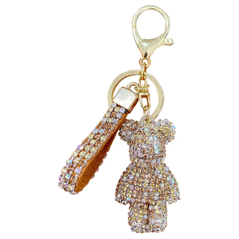 Nette Strass Quaste Bär Schlüsselbund Paar Schlüsselbund Mädchen Dekoration Kleine Anhänger Auto Schlüssel Ring Student Tasche Anhänger