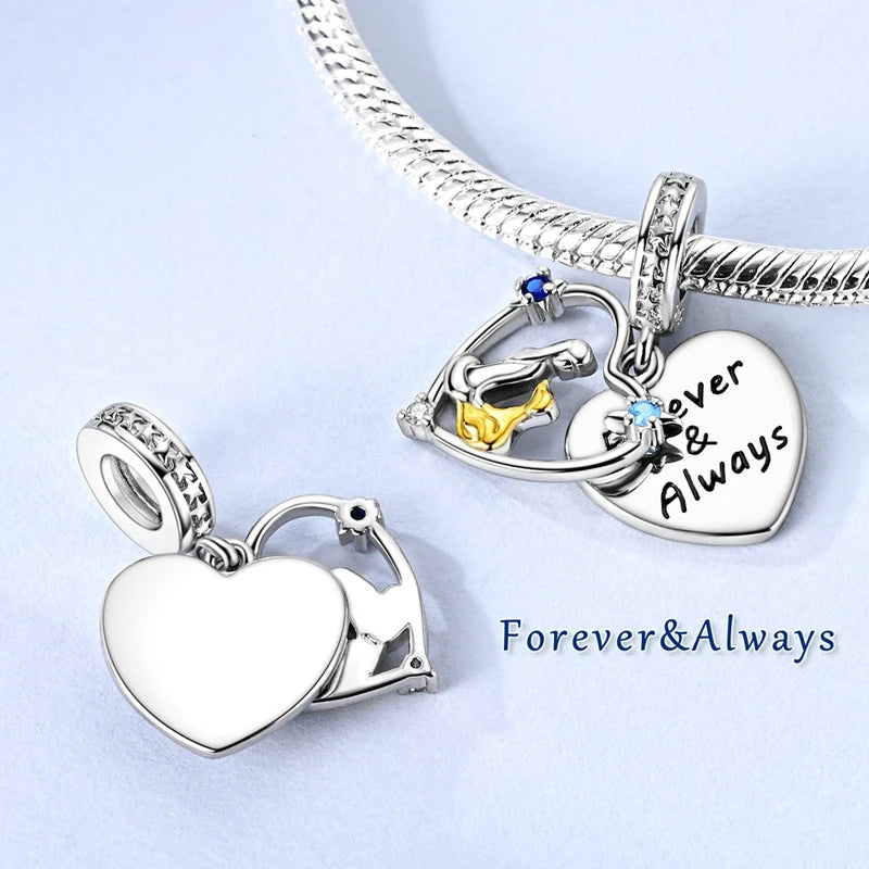 Heißer Verkauf Dackel Charms 925 Sterling Silber Golden Retriever Welpe Baumeln Anhänger Fit Armreif Armband Halskette DIY Schmuck