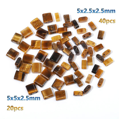 Naturstein Zwei Loch Perlen Doppellöcher Tigerauge Sediment Jaspis Rechteck Perlen für Handarbeit DIY Böhmen Armband Schmuck