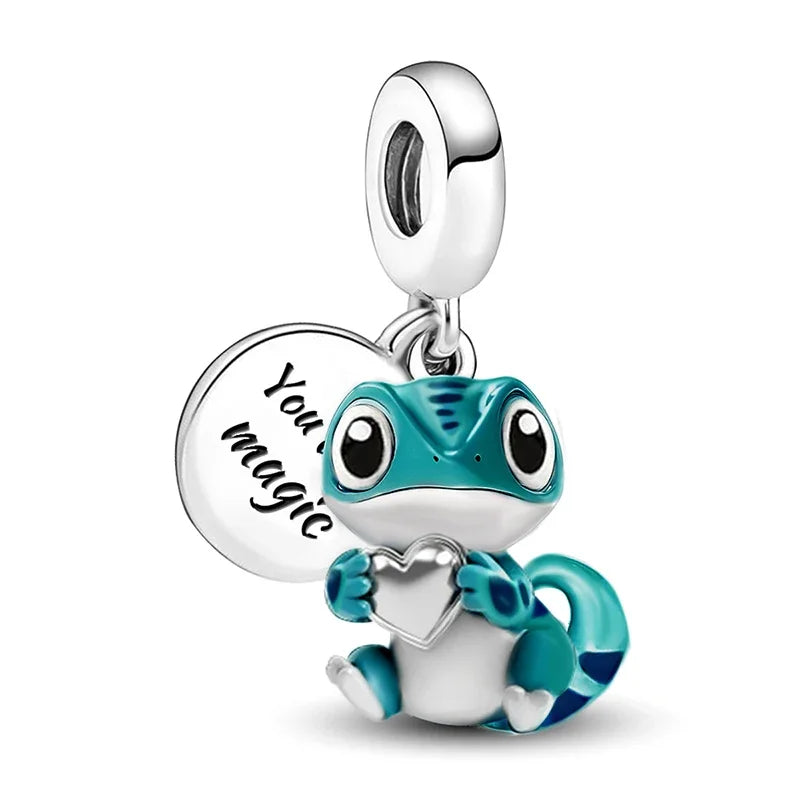 Personalisierter süßer Chamäleon-Charm-Anhänger aus 925er-Sterlingsilber für Armbänder, DIY, hochwertiger, modischer, edler Schmuck für Damen