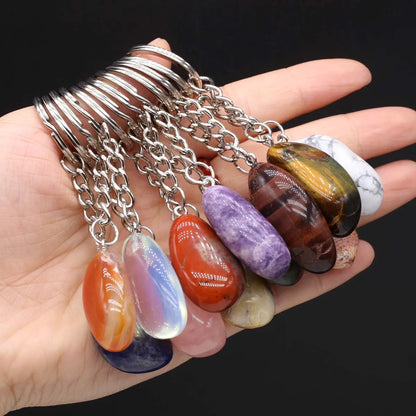 Natürliche rohe Erz Schlüssel anhänger Edelstein Reiki Heilung Quarz Achat Citrin unregelmäßige Stein Anhänger Charms diy Schmuck machen Zubehör