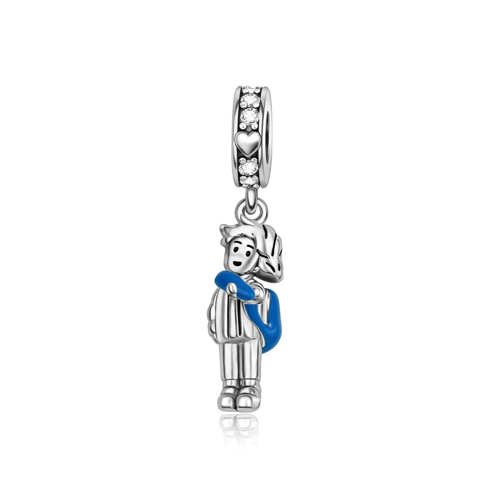 Blaue Serie 925 Sterling Silber Globus Schneeflocke Tanzschuhe Krone Charm Passend für DIY Armband Halskette Elegante Partygeschenke