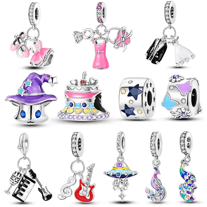 925er Silber vergoldete baumelnde Charms-Perlen für Original-Armbänder, DIY-Modeschmuckherstellung