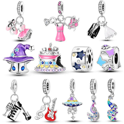 925er Silber vergoldete baumelnde Charms-Perlen für Original-Armbänder, DIY-Modeschmuckherstellung