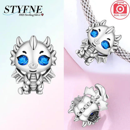 Charms der Drachen-Serie, 925er Silber, Flugsaurier, Tyrannosaurus, Chamäleon-Charm-Anhänger, passend für Original-Armbänder, DIY-Schmuckherstellung