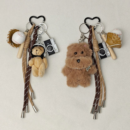 2025 neue Nette Cartoon Plüsch Puppe Tasche Anhänger Hund Kaninchen Kleiner Bär Kamera Schlüsselanhänger Zubehör Geschenk