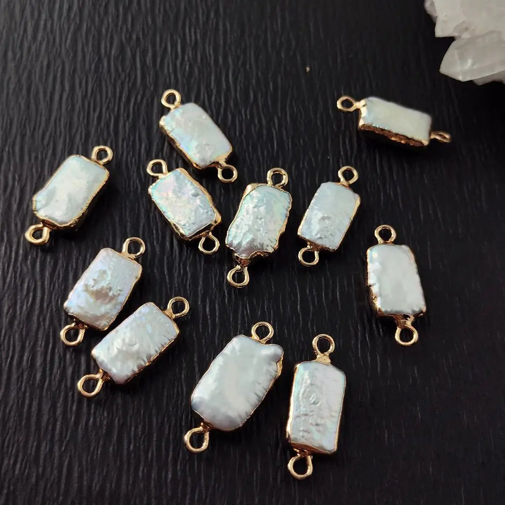 10 Stück 8 x 12 mm rechteckige Biwa-Perlen, lose Perlen für Schmuckherstellung, DIY