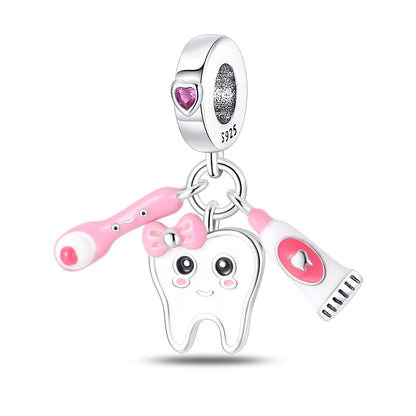 Klassische Krankenwagenperlen und Pillen-Stethoskop-Medizinbox aus 925er-Sterlingsilber, baumelnder Charm, passend für Armbänder, Krankenschwester-Tag-Anhänger, Geschenke