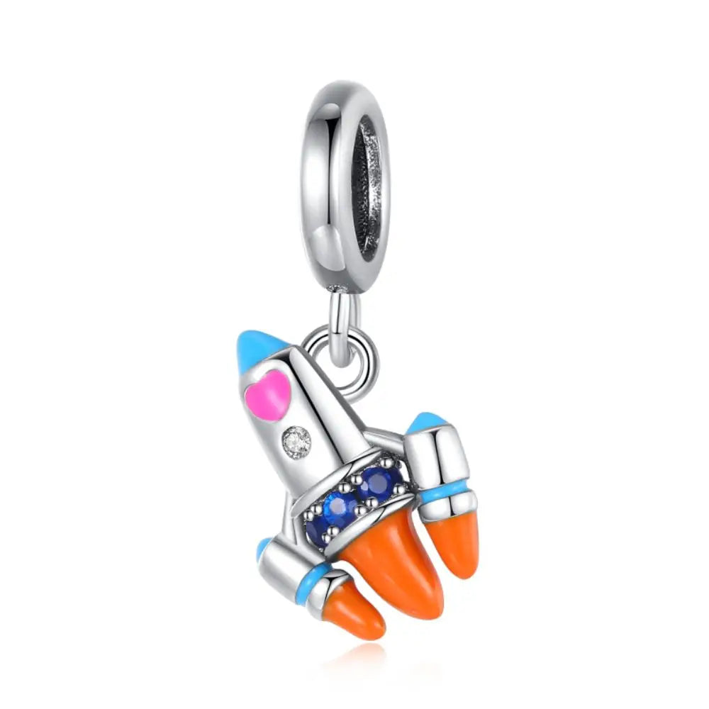 Heißer Verkauf 925er Sterlingsilber Raumschiff-Perlen und Kosmonauten-Anhänger, passend für exquisite Armbänder, schöne Schmuck-Accessoires, Geschenke