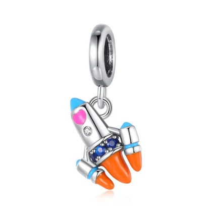 Heißer Verkauf 925er Sterlingsilber Raumschiff-Perlen und Kosmonauten-Anhänger, passend für exquisite Armbänder, schöne Schmuck-Accessoires, Geschenke