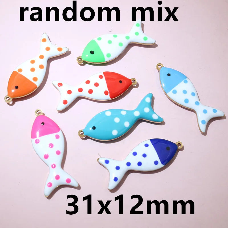 10 Stück Edelstahl Emaille Fisch Charms Anhänger 31x12mm DIY Schmuck Making Zubehör Erkenntnisse für Halsketten Ohrringe Armbänder