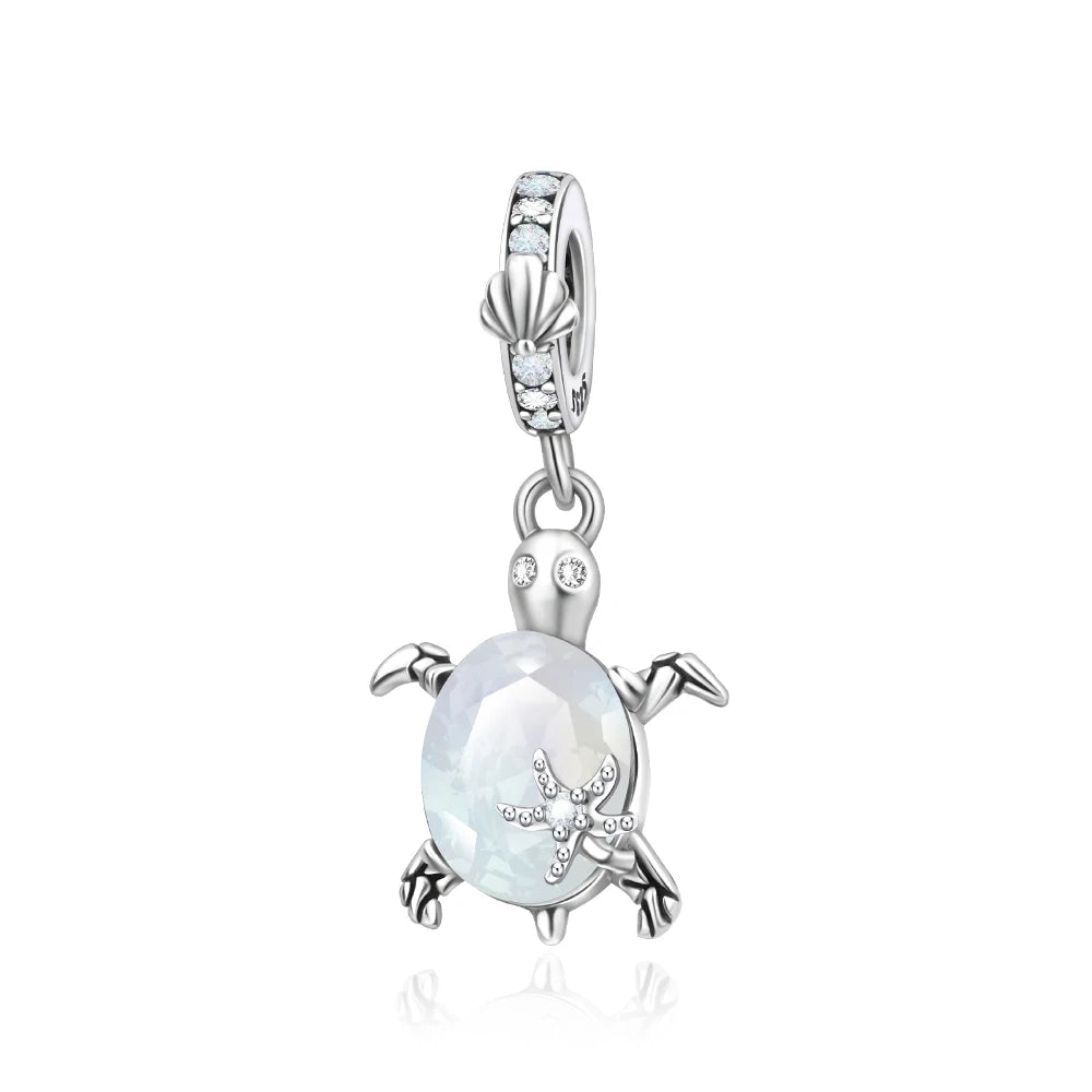 Grüner Schildkröten-Anhänger aus 925er-Sterlingsilber und blauer Schmetterling, baumelnder Charm, passend für Schlangenarmband, Boutique-Halskette, exquisite Geschenke