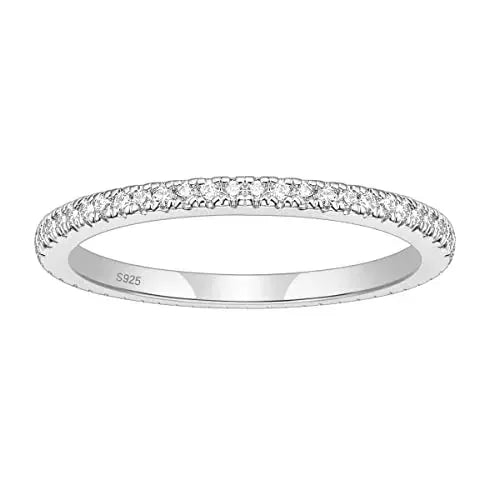 Trumium 2 mm echtes S925-Sterlingsilber, Ehering, Zirkonia, volle Ewigkeit, stapelbar, Verlobungsringe für Frauen und Mädchen, Geschenke