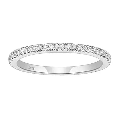 Trumium 2 mm echtes S925-Sterlingsilber, Ehering, Zirkonia, volle Ewigkeit, stapelbar, Verlobungsringe für Frauen und Mädchen, Geschenke