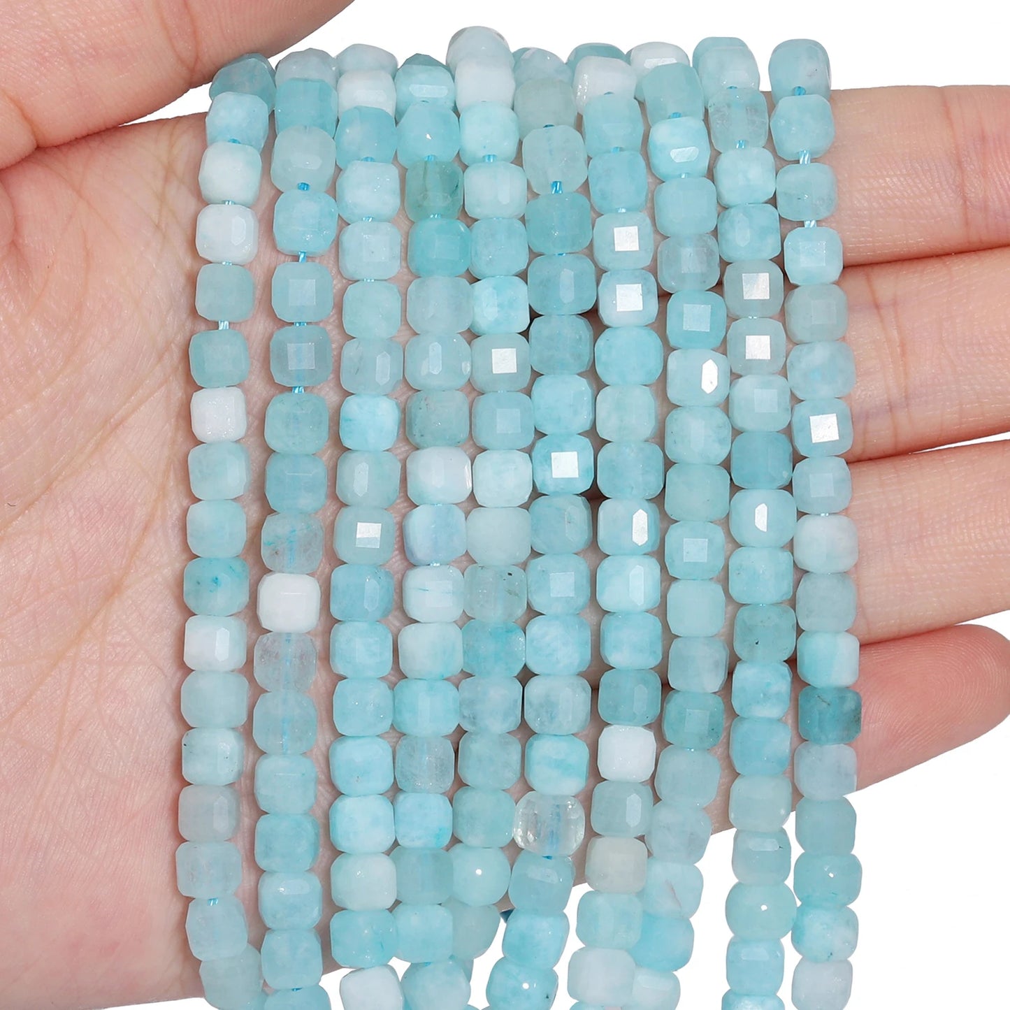 5x5mm AAA Facettierte Würfel Naturstein Blau Angelite Perlen Quadratische Spacer Perlen Für Schmuck Machen DIY Charms armband Zubehör