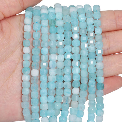 5x5mm AAA Facettierte Würfel Naturstein Blau Angelite Perlen Quadratische Spacer Perlen Für Schmuck Machen DIY Charms armband Zubehör