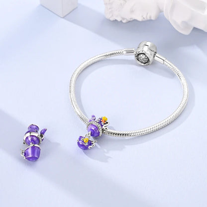 Lila Serie 925 Sterling Silber Traubenblüten Weinflasche Lebensbaum Tulpen Schnur-Dekoration Passend für DIY Armband Halskette Geschenk