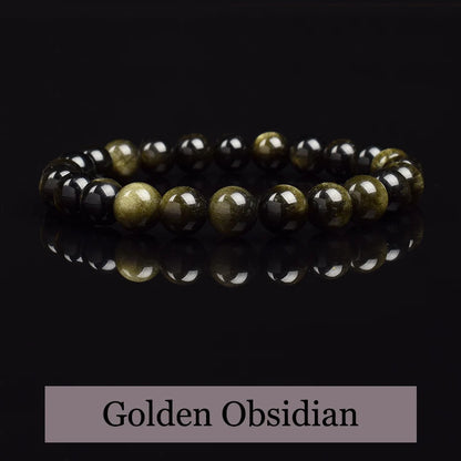 Natürliche Goldene Obsidian Stein Perlen Armband Männer Frauen Goldene Licht Regenbogen Obsidian Rohstein Runde Perle Natürliche Energie Schmuck