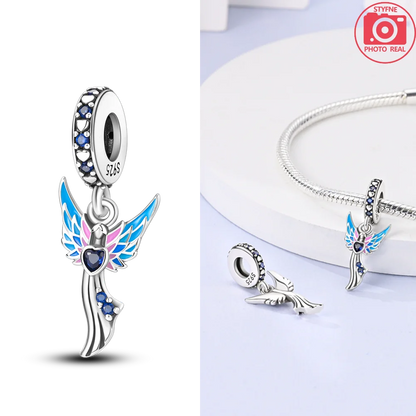 Neue Silber 925 Engel Skulptur Charms Herz Perlen Fit Original Armband für Frauen Schmuck Party Perlen DIY Edlen Schmuck Geschenke