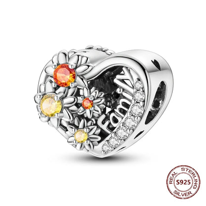 Gelber Sonnenblumen-Charm aus 925er Silber, Original-Zirkon, Kolibri, Einhorn-Charms, passend für Armbänder, DIY-Schmuck für Frauen, Hochzeitsgeschenk