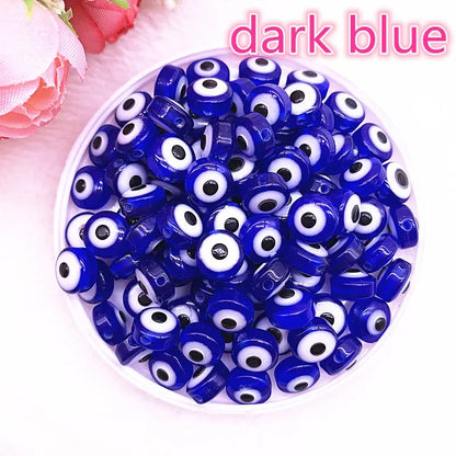 50 Stück 6/8/10 mm ovale Perlen Evil Eye Harz Spacer Perlen für Schmuckherstellung DIY Armband Perlen # 01